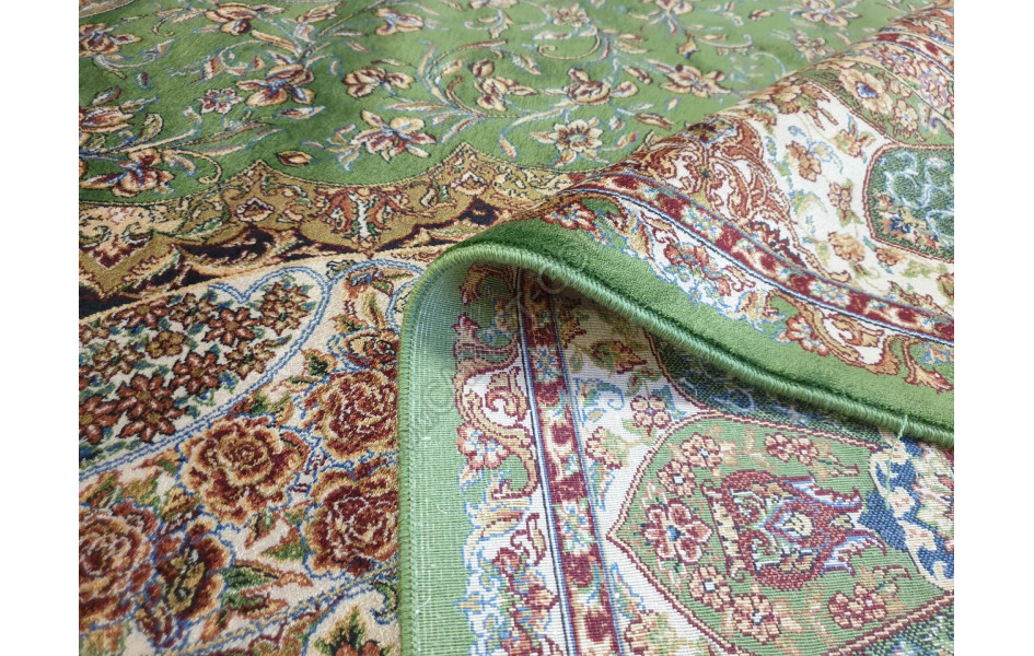 Турецкий ковёр шелковый QUM 2041- 9054E YESIL/BEJ
